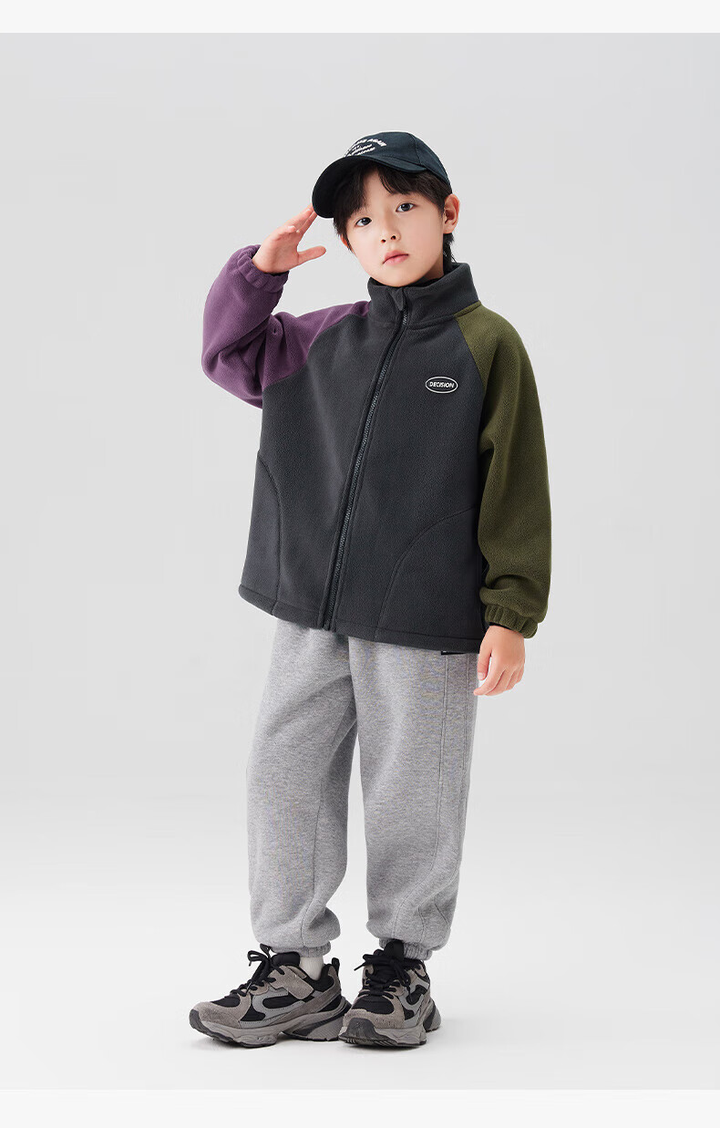Zuo Xi Boys' Kids' Jacket Autumn 2025 New Double-Sided Fleece Warm Winter Coat Black 130 14